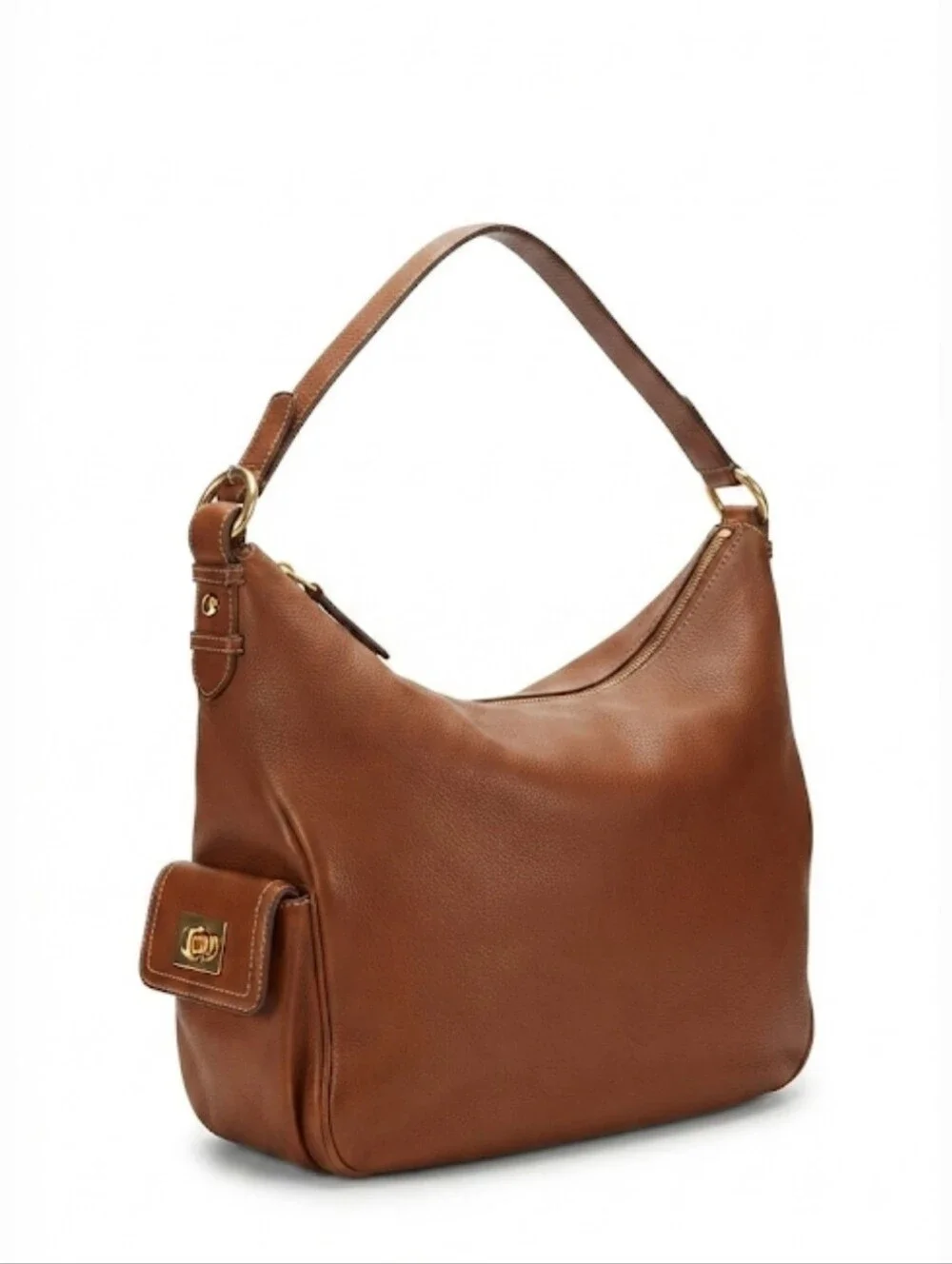 Vintage Lauren Ralph Lauren Leather Hobo Shoulder Bag British Tan Leather Medium